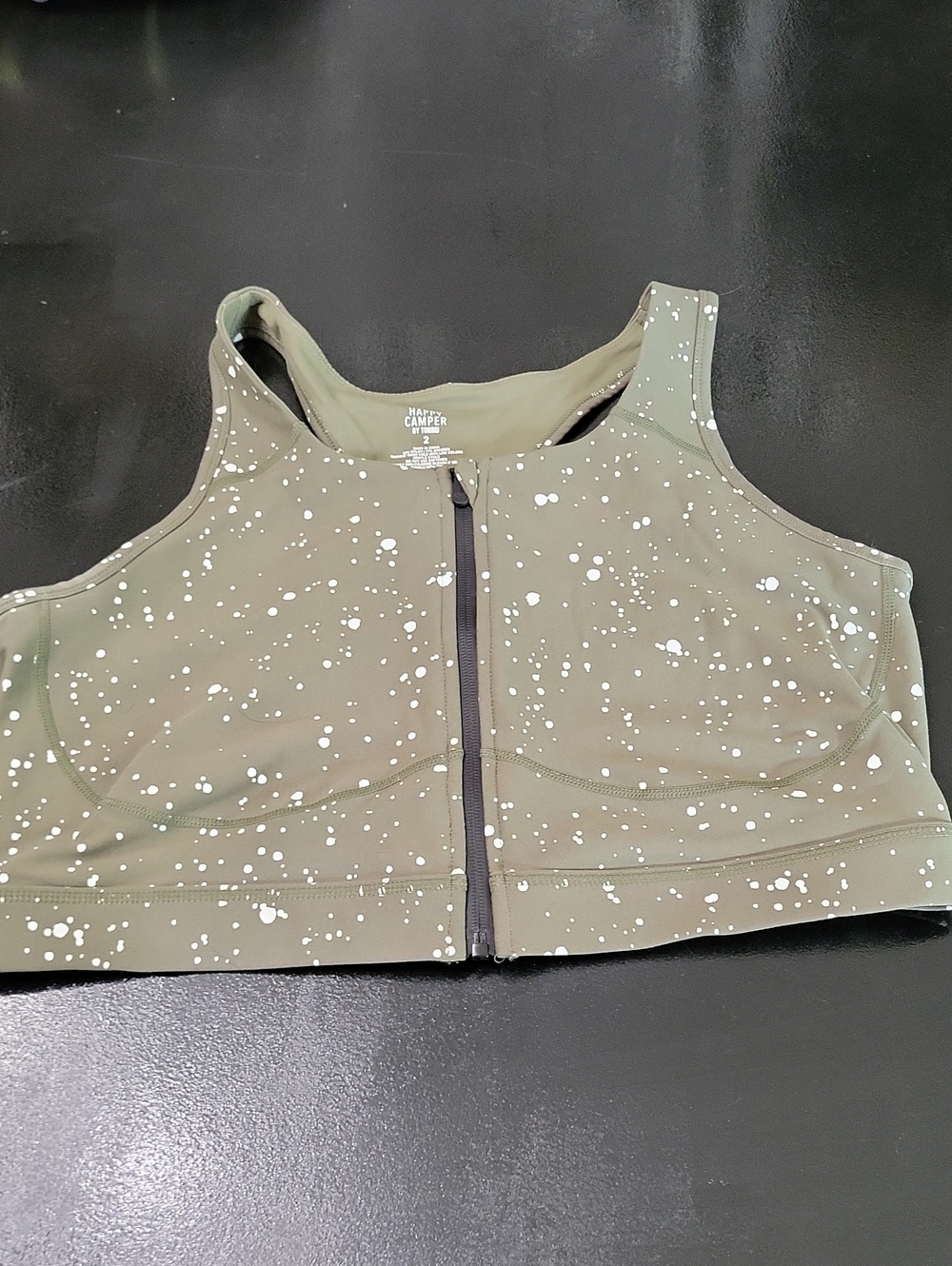 torrid Olive Green Front-Zip Speckled Sports Bra